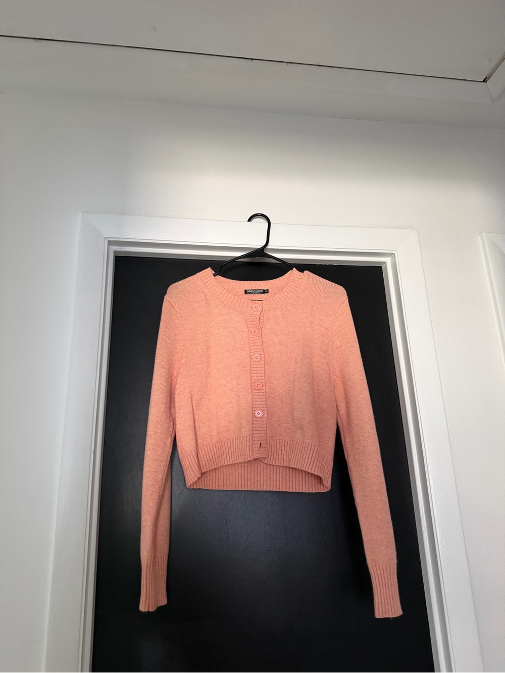 Cropped Peach Button-Up Women's Sweater